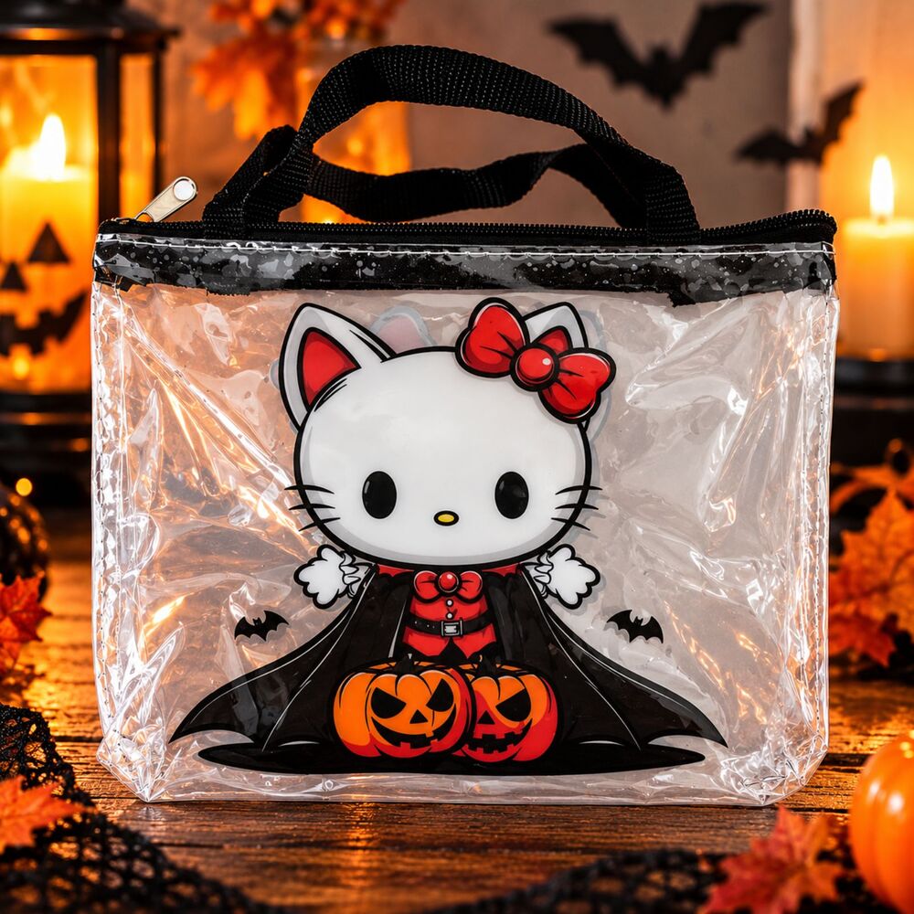 Hello Kitty Halloween Bag Black Dress Clear 6.5 x 5.5 in